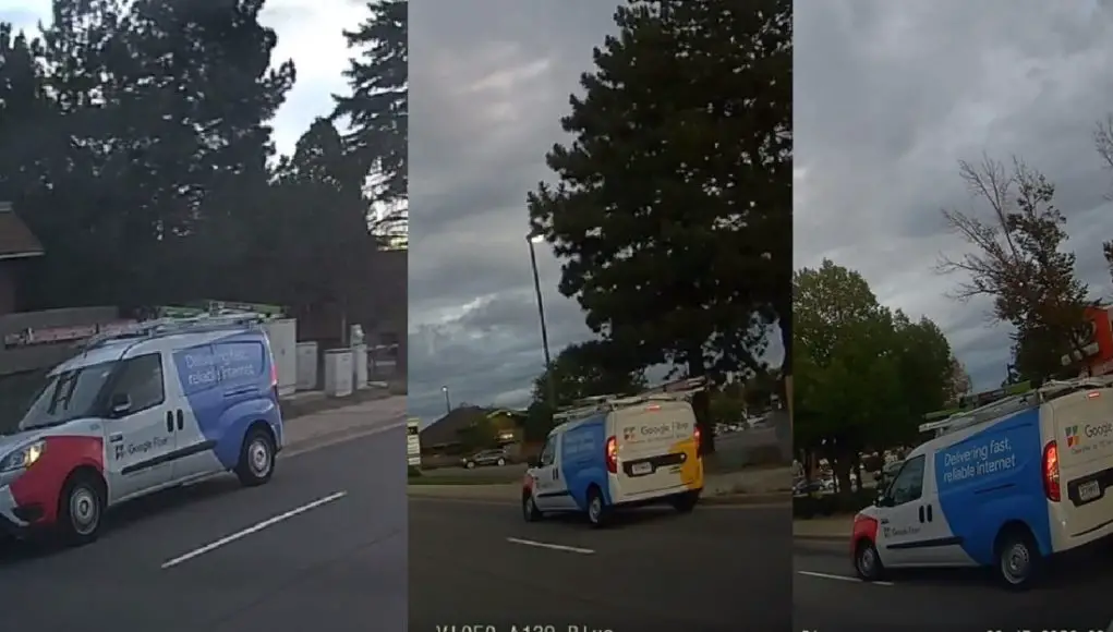 Google Fiber Van driver caught on dashcam swerving erratically along Quincy Ave.