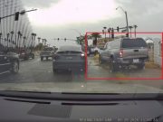 Las Vegas, NV: Goofball At Edna & Jones Too Impatient To Wait To Turn Right, Drives Through Muddy Shoulder & Over Sidewalk Corner Impatient driver at Edna & Jones resorts to driving off-road, on dirt shoulder to pass traffic.