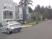 Driver on turning from Jarrett isn't paying attention, slams into Road Closed sign on NE 24th St.