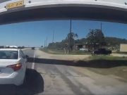 Doofus turning onto Mineral Wells Highway from Maddux fails to yield as dashcam owner fast approaches. Nearly gets rear-ended.