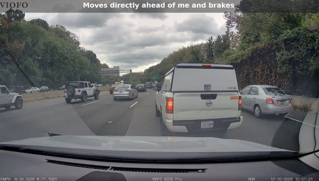 Driver in company truck upset someone changed lanes in front of them, gets their road rage revenge, caught littering, too.