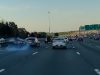 Doofus on a spare tire on Route 28 tailgates in the fast lane. Loses control, spins, and crashes into concrete center divider.