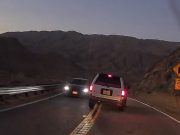 Julian, CA: Doofus On The 78 Nearly Crashes Head-On After Overtaking Over Double Solid Yellows & Before Blind Curve Doofus on the 78 chooses a blind corner to overtake, over double solid yellows, nearly coming within inches of head-on crash.